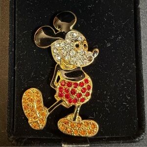 Mickey Mouse Pin Brooch Rhinestone Paved Vintage Disney Jewelry
